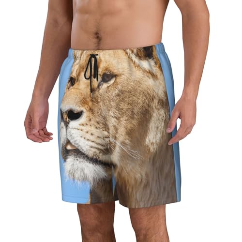 Men's Beach Shorts Lion Nature Animal Mens Swim Trunks Board Shorts with Pockets Swimwear Bathing Suits2