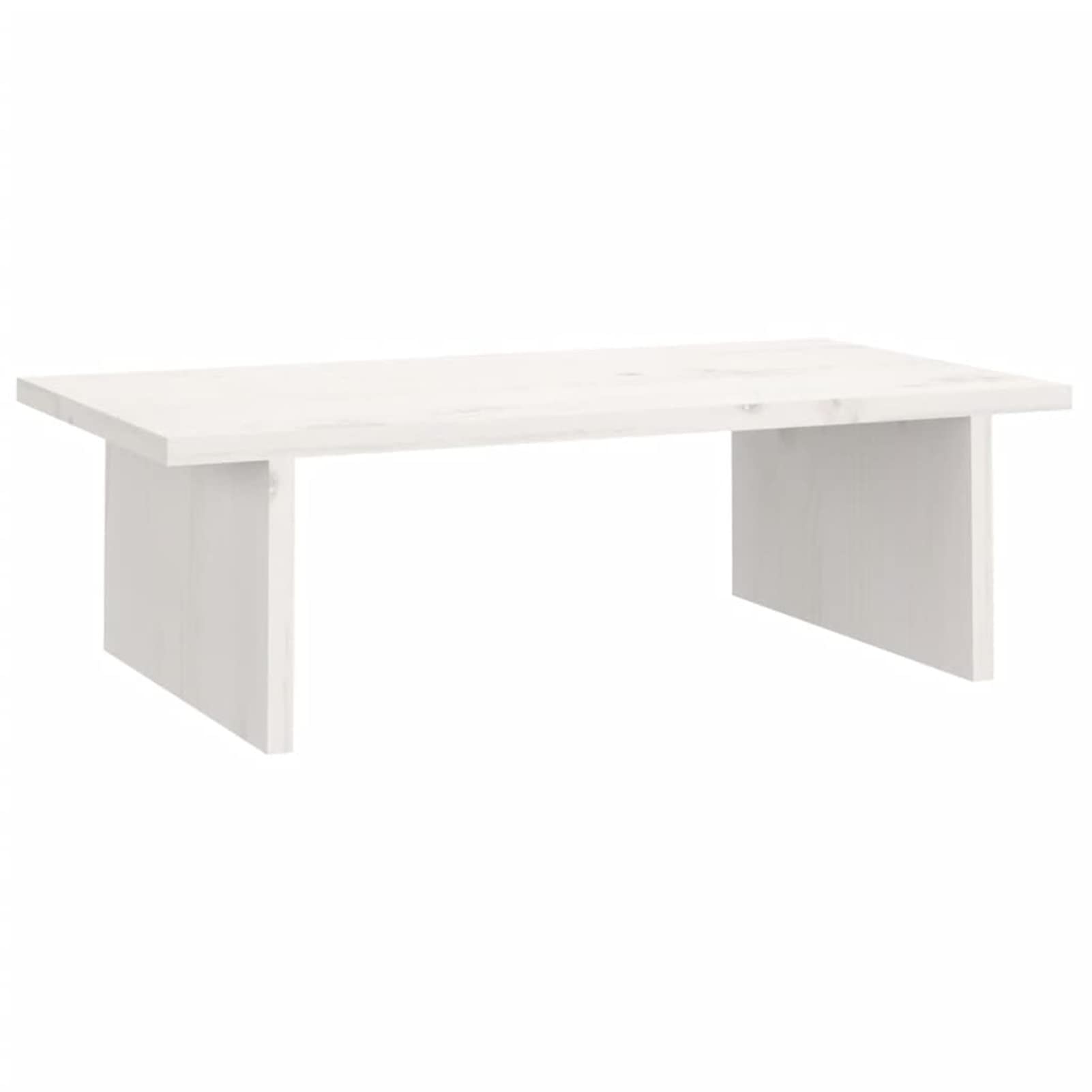 Homgoday Supporto per monitor bianco 50 x 27 x 15 cm in legno massello di pino, supporto da scrivania per monitor e laptop