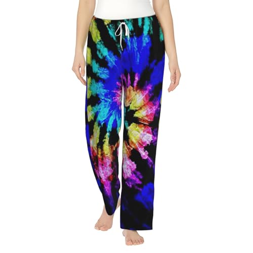 Pantalon de pyjama en flanelle imprimée tie-dye doux avec cordon