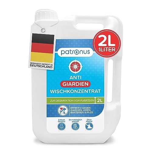 Patronus Giardien-Wischkonzentrat für Haustiere zur Desinfektion von Fußböden - 2 Liter Desinfektionsmittel zur Reinigung von Oberflächen gegen Giardien, Viren, Bakterien & Pilze - hautschonend