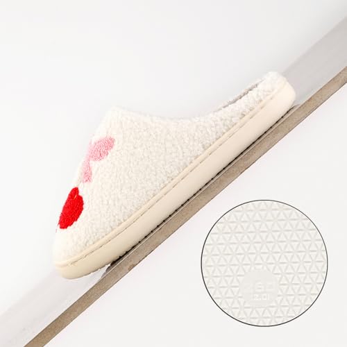 Image of Women's Men's Happy Face Heart-shaped Cat Slippers - Retro Leopard Print, Memory Foam, Soft Plush, Warm, Anti-Slip Home Shoes