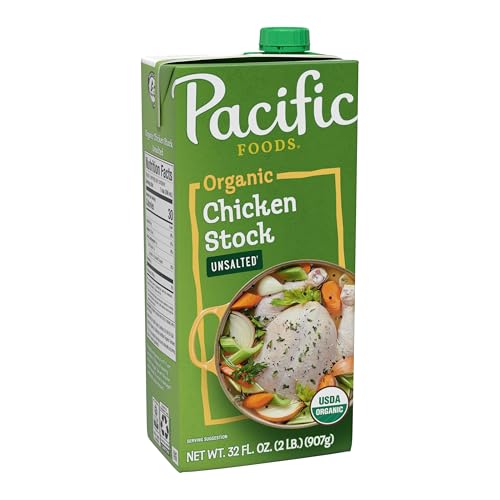 Pacific Foods Organic Unsalted Chicken Stock, 32 oz Carton
