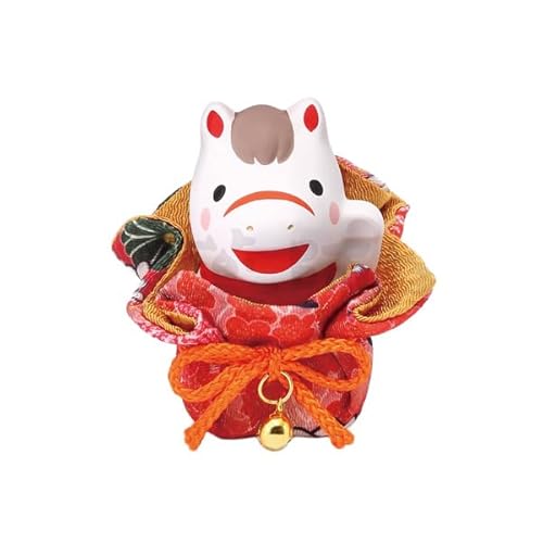 薬師窯(yakushigama) 錦彩 招福 午 (ふく福巾着) 【92】 2026年 令和8年 干支 うま 新年 置物 縁起物のサムネイル