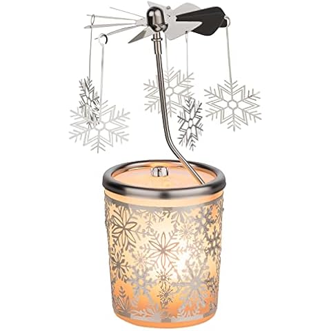 MaMeMi Portavelas de cristal con carrusel de copo de nieve Cover