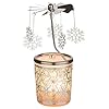 Tealight Candle Holder Carousel–Glass Wind Light with Snowflake Motif Height 59 Inches TEALIGHT Included–Perfect for Christmas Winter and Holiday Home Decor