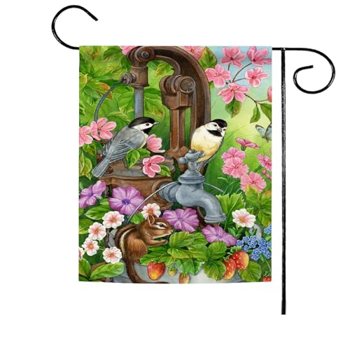 Toland Home Garden 112564 Watering Time Spring Flag 12x18 Inch Double Sided Spring Garden Flag for Outdoor House Flower Flag Yard Decoration