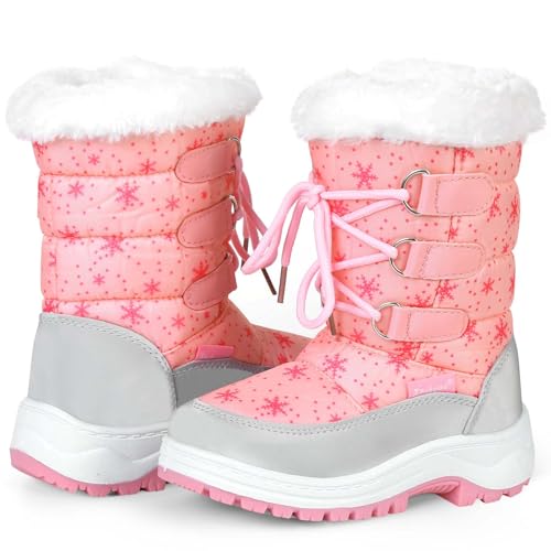 Apakowa FXJFSZK-H8322-PINK-33 Kids Girls Insulated Fur Winter Warm Snow Boots (Toddler/Little Kid) (Color : Pink thumb #11