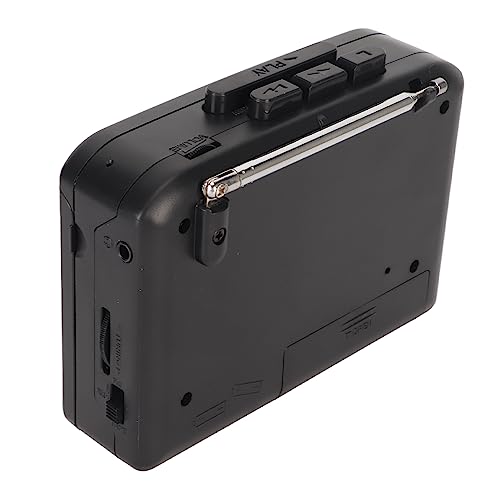 Reproductor de Cassette, Reproductor de Cinta Portátil Batería USB Conversor de Cassette a MP3 con Radio FM Am, Altavoz, Grabador Cassette para Formato MP3, para (Negro)
