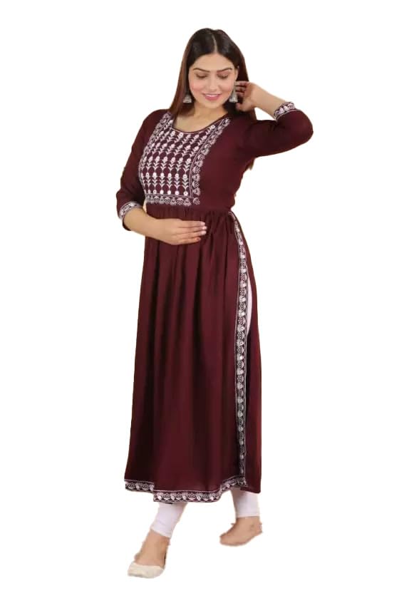 H S Creation Embroidered Naira Cut Kurta for Women