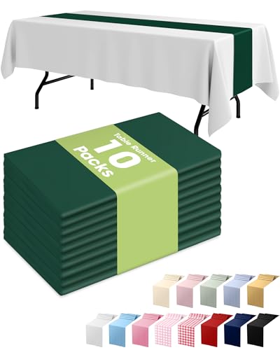 Pureegg Emerald Green Disposable Plastic Table Runner 14x108 Inch