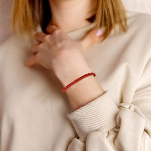 Kigeli 2 Pcs Authentic Blessed Tibetan Handmade Red String Bracelet Lucky Dorje Knot Protection Red Bracelet with Amulet Card Chinese Braided Tibetan Monks Gift for Women Men 6