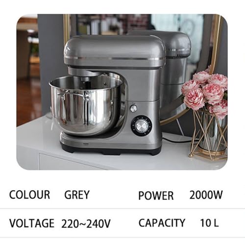 10L Commercial Dough Mixer, 2000W Potężny mikser stojakowy z misą ze stali nierdzewnej, 8-biegowy mieszanie do chleba, ciasta, użytku w restauracji