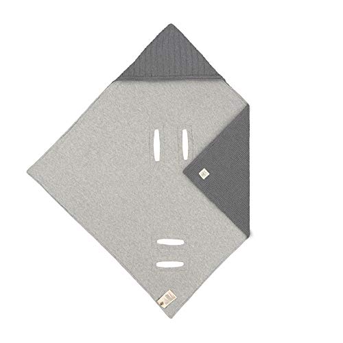 LÄSSIG Baby Strickdecke für Autositz Autositzdecke Einschlagdecke Babyschale 100% Bio-Baumwolle GOTS anthracite – Ansicht 2