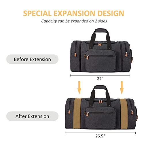 Sucipi Canvas Duffle Bag for Travel Overnight Carry on Bag with Shoe Compartment Weekender Duffel Bag with Toiletry Bag for Airplanes