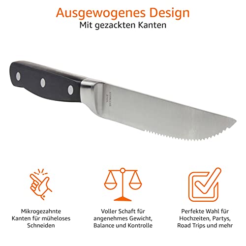 Foto von Amazon Basics 8Stück Messerset, Schwarz/Rostfreier Stahl