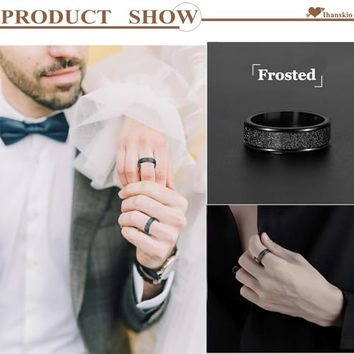 Customize Frosted Crown Couple Rings Matching Promise Ring Her King His Queen Engraved Matte Engagement Wedding Bands Anniversary Titanium Steel Black 6mm Personalized2