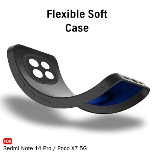 Image of TheGiftKart Liquid Silicon Back Cover Case for Mi Redmi Note 14 Pro /Poco X7 5G | Stylish Camera Protection Module | Micro-Fibre Lining Inside | Shockproof Back Cover Case (Silicone, Black)