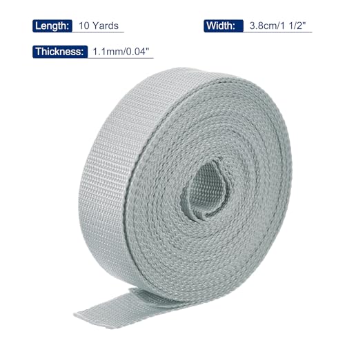 Image of MECCANIXITY Lightweight Polypropylene Webbing Strap 1.5 inch 10 Yard Backpack Strapping Band Pale Grey for Outdoor Luggage Cargo Straps