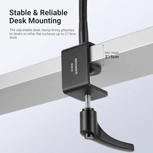 Image of NEEWER Desk Microphone Stand with Flexible Arm, Mic Holder Table Clamp Mount with Clip & 3 /8 inch to 5 /8 inch Adapter Compatible with Blue Yeti Snowball HyperX QuadCast SoloCast Shure, MS016