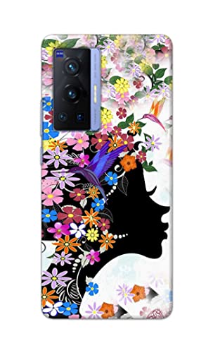 Image of Printed Hard Back Cover Case for Vivo X70 Pro Back Cover (Floral Hairstyle Girl) -1803