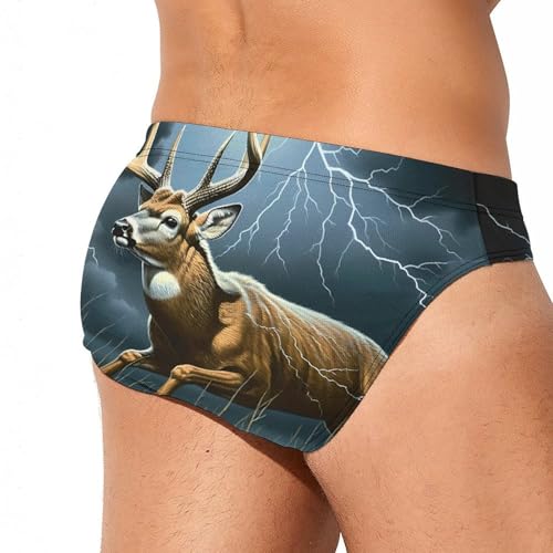 Deer Thunder Men's Swim Briefs Sexy Bikini Swimsuit Beach Shorts Underwear Low Waist3