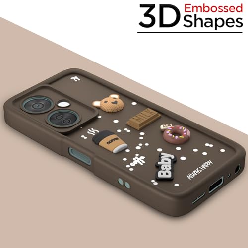 Image of Pikkme Back Cover for OnePlus Nord CE 3 Lite 5G / OnePlus Nord N30 5G | Cute Fun Cartoon 3D Bear Silicone Full Body Protection Bumper Cover (Brown)