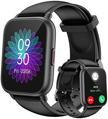 RUIMEN Smart Watch Answer/Make Calls Fitness Watch with Spare Strap Reloj Inteligente 1.7”Full Touch Smartwatchs for Women Men Heart Rate/Sleep Monitor Watch 100+ Sports IP68 Waterproof(Black)