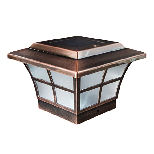 Classy Caps SL079C Prestige Solar Post Cap - Copper, High-Performance LED, Fits 3.5x3.5 & 4x4 Posts, Durable Electroplated Copper, Weather-Resistant, Ideal for Outdoor, Warm & Cool Light Modes