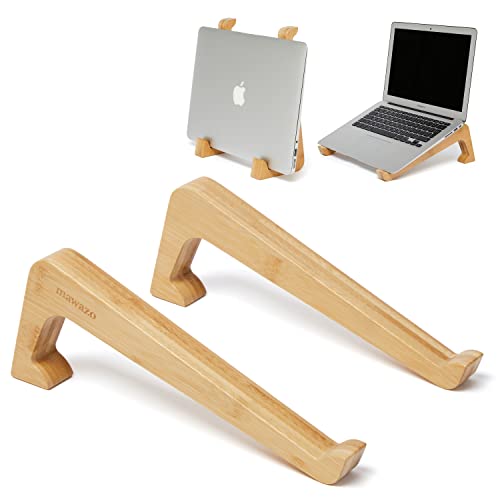 Mawazo Premium Bamboo Wooden Laptop Stand for Desk with Grip Pads, Supports All 10-17" Laptops, Vertical Laptop Stand, Macbook Pro Stand for Students, Gamers and Professionals, Original British Design