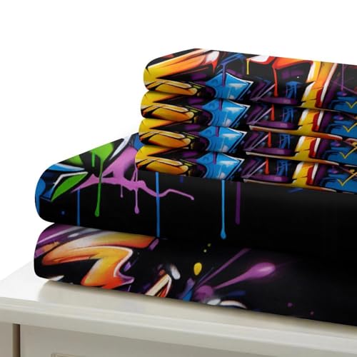 Housse de couette 140x200 microfibre imprimée graffiti style urbain - 7