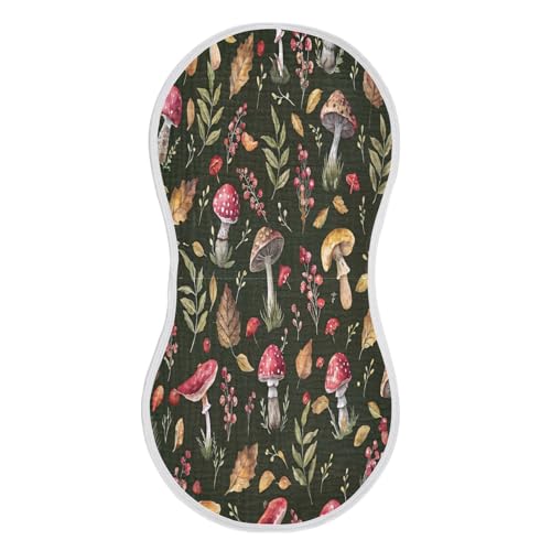 Image of Kigai Colorful Mushroom Baby Burp Cloths Extra Soft and Absorbent Burping Rags Cotton Burp Clothes Washcloths Baby Essentials for Newborn Boys Girls 2 Pack