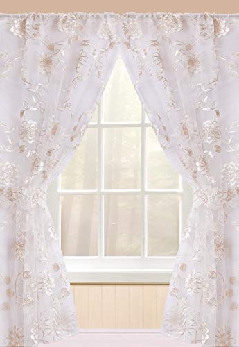 Popular Bath Rose Vine, Window Curtain, Beige-Taupe 54.00' x 36.00'