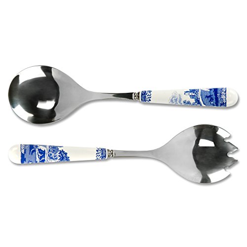 Spode BLI1107-X Blue Italian Collection Salad Servers | 2 Piece Spoon And Fork Set | 10 Inch | Blue And White | Made Of Porcelain And Stainless Steel thumb #3