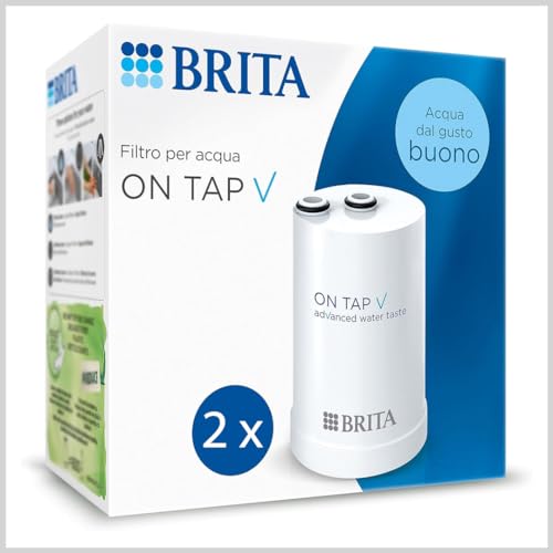 BRITA ON TAP V (600 L) Lot de 2 cartouches de filtre à eau de rechange pour une eau durable de bon goût, réduit les micro particules, PFAS, métaux lourds et autres...