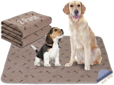 Peepeego 2PCS Pee Pads for Dogs Washable 24″x36″ with Free Comb- Reusable Puppy Pads with Fast Absorbent, Non-Slip, Waterproof-Premium Dog Pads for Training, Whelping