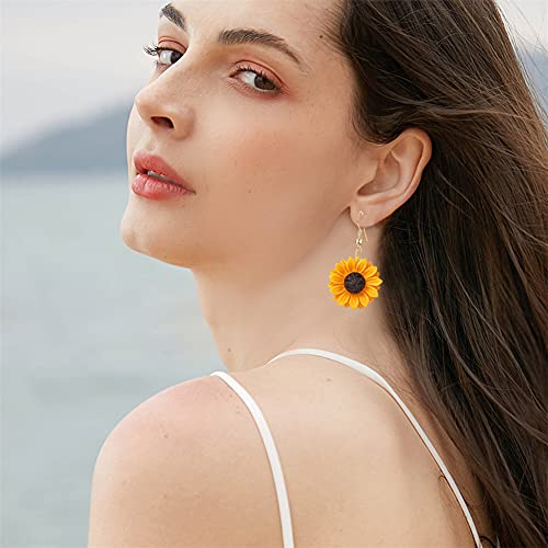 CHUNYANAN Fashion Simplicity Sunflower Dangle Drop Earrings for Women Yellow Enamel Daisy Sun Flower Personalized Earrings Jewelry Gift4