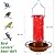 Juegoal Glass Wild Bird Waterer, 37 oz Wild Bird Feeder for Outdoors, Diamond Shaped Water Cooler with Metal Handle Hanging for Garden Tree Yard Outside Decoration, Violet