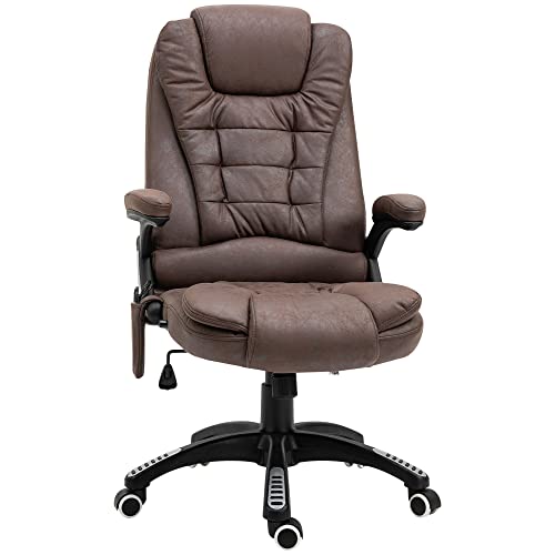Vinsetto Ergonomic Vibrating Massage Office Chair High Back Executive Heated Chair with 6 Point Vibration Reclining Backrest Padded Armrest Coffee