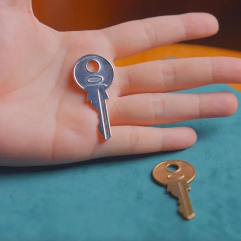 MOMOMAGE Hopping Key Magic Tricks Golden und Silver Key verschwindet erscheinende Farbwechsel-Transpositionen, Nahaufnahme, magische Gimmick-Illusionen, Requisiten für Magier