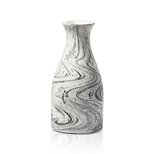 Aeravida Beauty In Nature White And Black Stain Mango Tree Wood Bottle Shaped Vase | Modern Flower Vase | Mango Tree Wood Flower Vase| Handmade Home Office Table Vase | Flower Vases Decorative (1Pcs) #TOP1