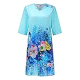 Robe pour femme élégante taille grandie Mini robe taille fortes femmes Robe de ciérimonie Sera Lungo Swing Robe de plage, Bleu ciel, XL