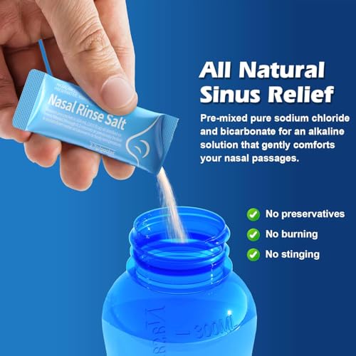 Image of MAOEVER 120 Saline Packets, Neti Pot Salt Packets, Individually Wrapped Saline Packets for Neti Pots, Nasal Irrigation, and Squeeze Bottles & Sinus Relief | Sinus Care (Blue, 120)