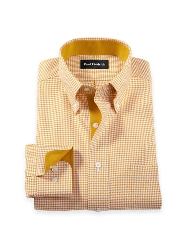 Paul Fredrick Men's Tailored Fit Comfort Stretch Non-Iron Check Dress Shirt