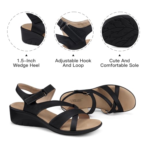 SHIBEVER Wedge Sandals for Women Dressy: Womens Sandals Comfortable - Summer Open Toe Casual Walking Low Wedges2