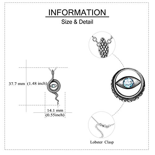 Yafeini Snake Necklace Sterling Silver Evil Eye Snake Pendant Necklace Christmas Snake Jewelry Gifts For Women Mom #TOP3