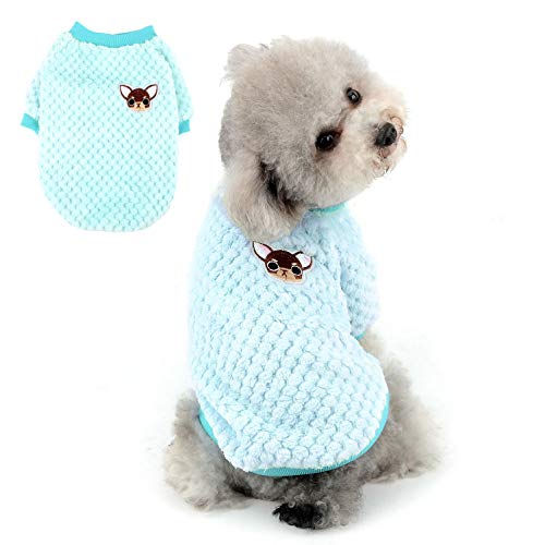 SELMAI Pullover Dog Sweater Soft Fluffy Fleece Winter Coat for Small Dogs Medium Cats Puppy Chihuahua Clothes Dachshund Pets Warm Outfit Solid Color Windproof Cold Weather Walking Outdoor Green L