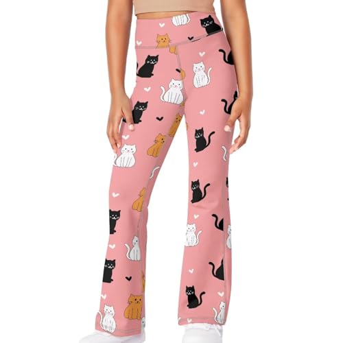 Cute Cat Leggings for Girls High Waist Soft Stretch GirlsYoga Pants Teen Dance Running