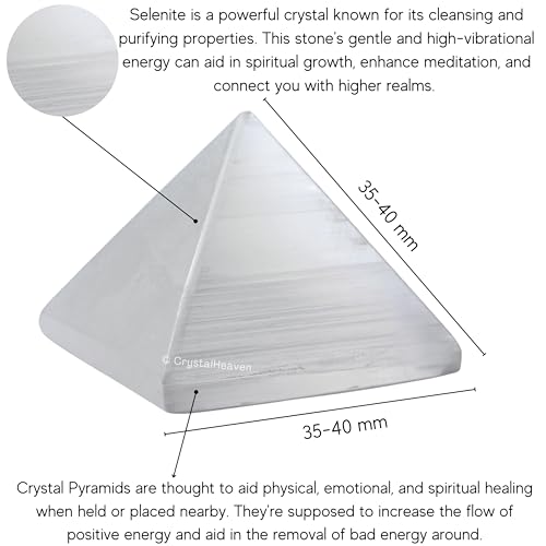 Image of Selenite Pyramid - 1.5 inch Inch Crystal Pyramid for Positive Energy, Vastu, Reiki, Feng Shui and Chakra Healing Energy Balancing