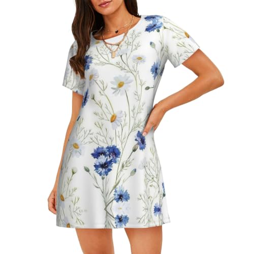 Chemise de nuit douce à imprimé floral pour femme