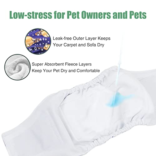 Image of wegreeco Washable Male Dog Diapers (Pack of 3) - Washable Male Dog Belly Wrap (Vast Sky, XS)